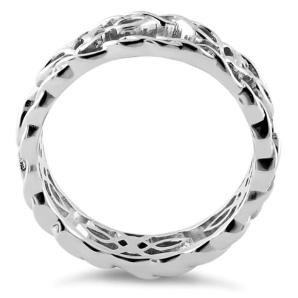925 STERLING SILVER Celtic Autumn Open Work Eternity Band Ring - Picture 15 of 15